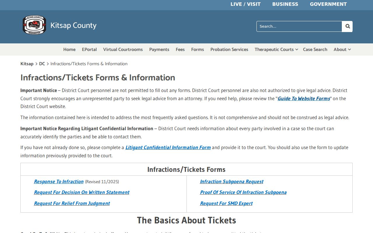 Kitsap County traffic court records ticket response instructions