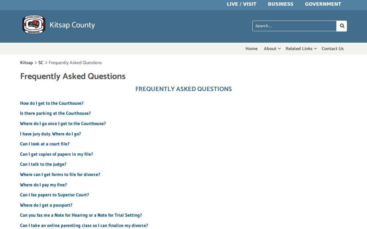 Kitsap County court records instructions for Superior Court files
