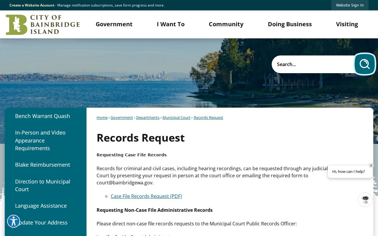 Bainbridge Island court docket case file request channels