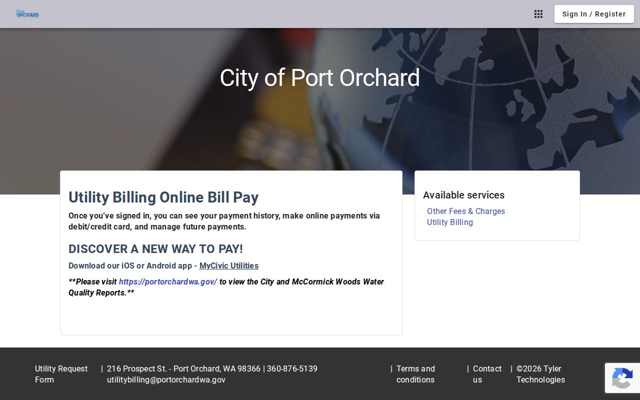 Official Port Orchard Paymentus municipal court payment screen